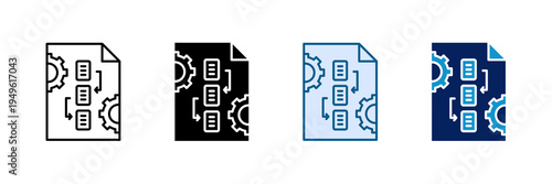 Document Workflow Icon Set Multiple Style Collection