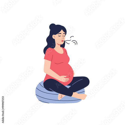 Simple illustration vector of pregnant woman illustration of pregnant woman sitting on a bean bag feeling unwell