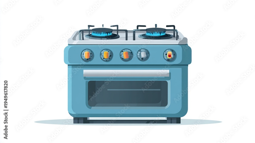 Fototapeta premium Teal gas stove with oven