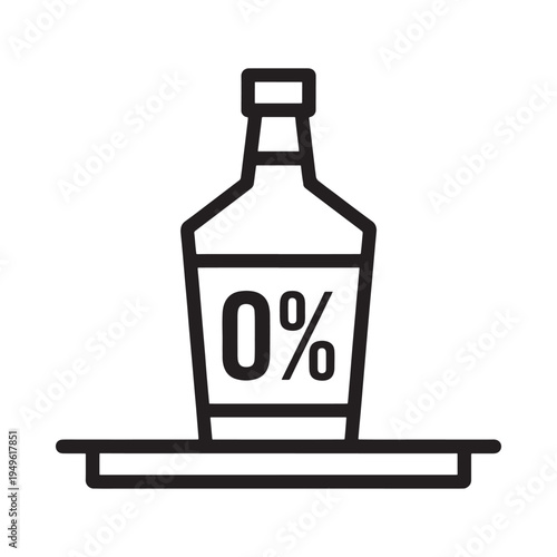 Simple line drawing of a bottle with a zero percent label