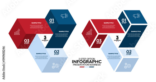 3 step options Infographic elements triangle design template. Business presentation, Banner, Poster, Brochure and Strategy. Vector editable illustration.