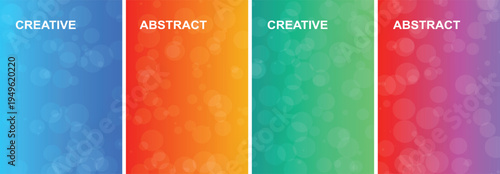 Set of 4 vibrant gradient abstract bokeh backgrounds vector, featuring blue, orange, green, and red-purple color schemes for creative design projects