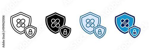 Security Patch Icon Set Multiple Style Collection