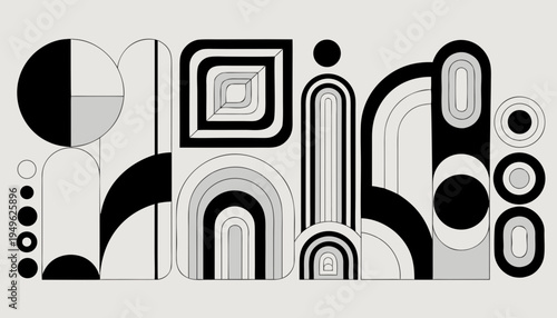 Modern abstract vector artwork with clean geometry and neutral tones. Stylish printable wall poster ideal for contemporary interiors, Scandinavian decor, and commercial design use.