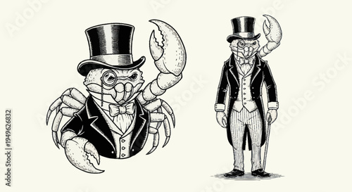 Anthropomorphic Crab Dressed in Formal Attire.