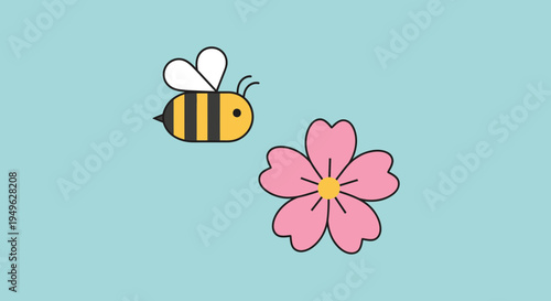 Bee flying near pink flower 3.