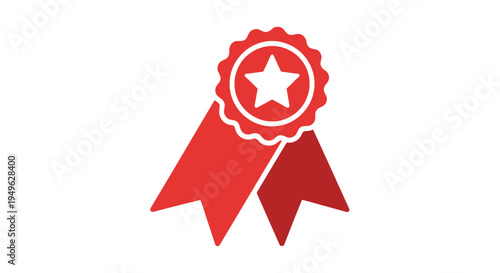 Red ribbon award symbol icon.