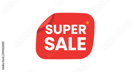 Red Super Sale Discount Sign Label.