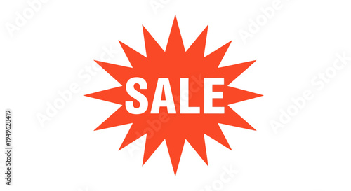 Sale sign with starburst design.