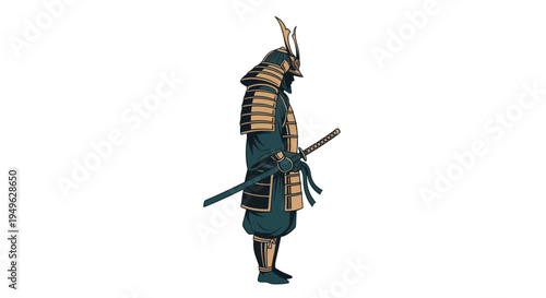 Samurai warrior in armor illustration