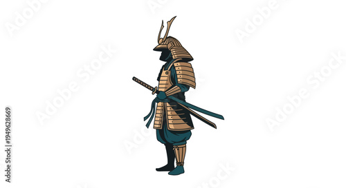 Samurai warrior in armor illustration