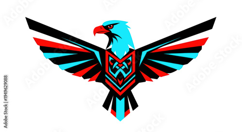 Stylized eagle graphic with spread wings