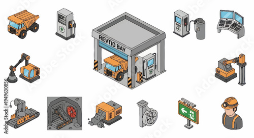 Isometric Industrial Equipment and Building Collection.