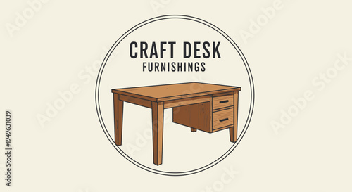 Brown wooden craft desk furniture.