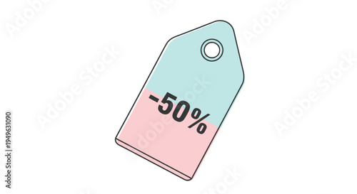 Discount Tag with Fifty Percent Off.