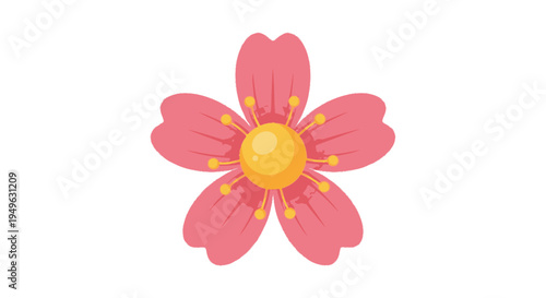 Pink flower with yellow center 1.