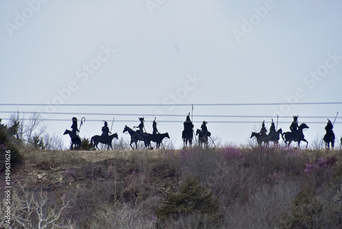 Native Americans on Horseback on  a Hill