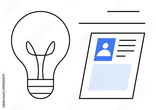 Identity verification concept. Identity ed by a user profile next to a light bulb innovation. Identity verification enhances security in modern digital processes. Relevant for cybersecurity, user