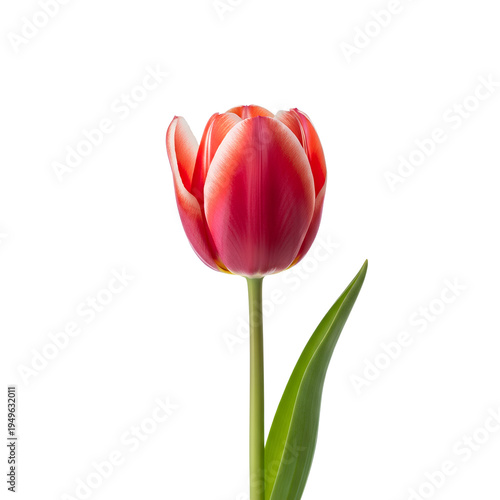 Single Red Tulip Flower Isolated on White Background 10.