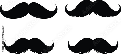 Vintage moustache silhouettes collection classic handlebar mustache styles barber hipster facial hair design elements isolated vector illustration set