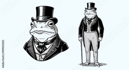 Anthropomorphic Frog Dressed in Formal Victorian Attire.