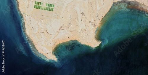 Aerial View of Strait of Hormuz Coastline, Iran