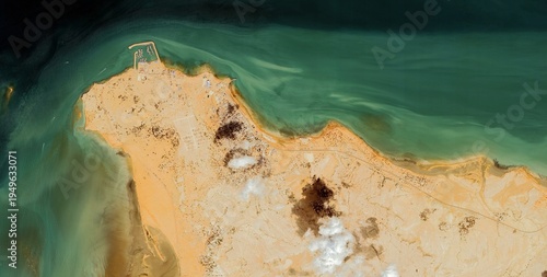 Aerial View of Strait of Hormuz Coastline, Iran