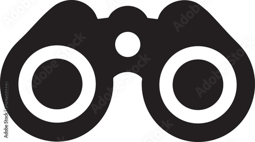 Minimalist Binoculars Icon Vector Graphic on Transparent Background