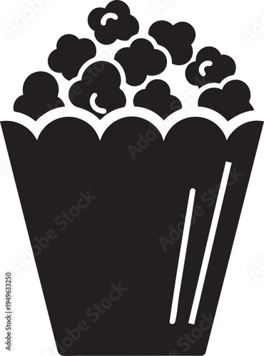 Minimalist popcorn bucket icon illustration on transparent background