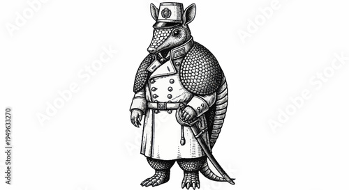 Anthropomorphic Armadillo Dressed as a Military Officer.