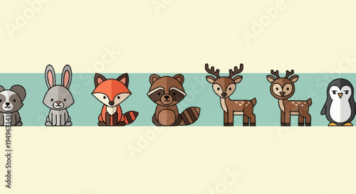 Cute Cartoon Forest Animals Collection.