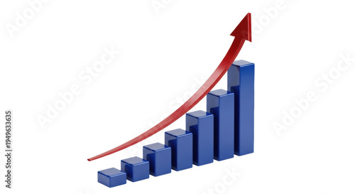 Hyper-realistic 3d business graph with sleek deep blue pyramidal bars and a dynamic red arrow on a transparent background, significant copy space. Concept of financial momentum Free Download Hyper-realistic 3d business graph with sleek deep blue pyramidal bars and a dynamic red arrow on a transparent background, significant copy space. Concept of financial momentum - GFXLoad
