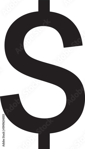 Minimalist dollar sign icon isolated on a transparent background