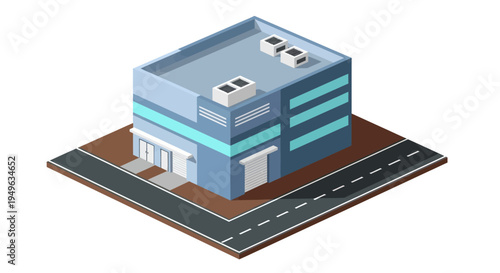 Modern Commercial Building Isometric View.