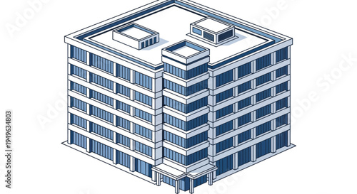 Modern Office Building Isometric View.