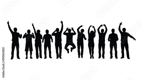 A group of people jumping and celebrating