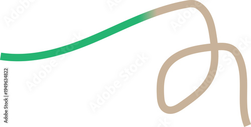 described features a simple yet elegant design characterized by a curved line that transitions in color from green to tan against a white background