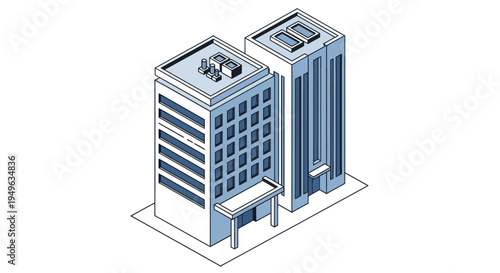 Modern Office Buildings Isometric View.