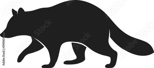 Fox animal silhouette walking, wild forest mammal predator isolated black vector illustration for wildlife nature design