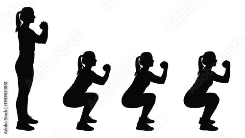 Woman doing squats with dumbbells in different positions