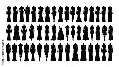 A group of people in various poses and outfits