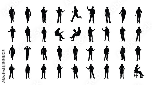 Collection of various people poses and actions