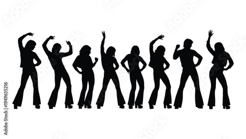 A group of people dancing together in a line