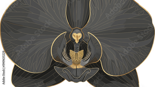 Elegant Black Orchid Graphic Art - Luxury Floral Design for Commercial Use