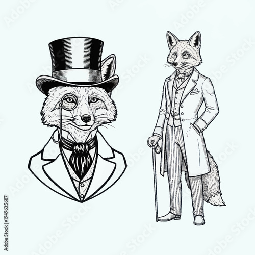 Anthropomorphic Fox Gentleman in Formal Attire.