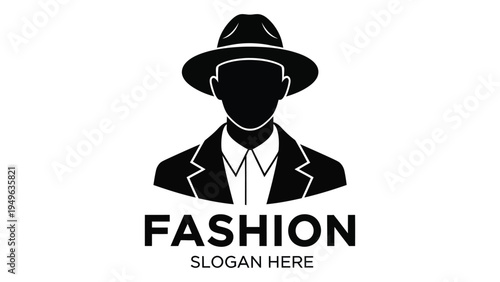A man in a suit and hat logo