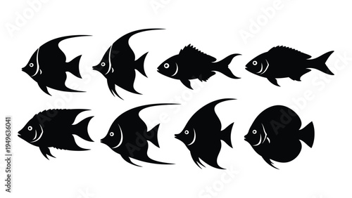 A group of fish silhouettes swimming together