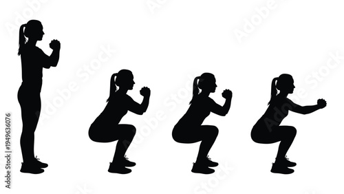 Woman doing a series of squat exercises