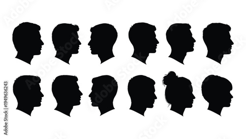 A group of people's silhouettes in various hairstyles