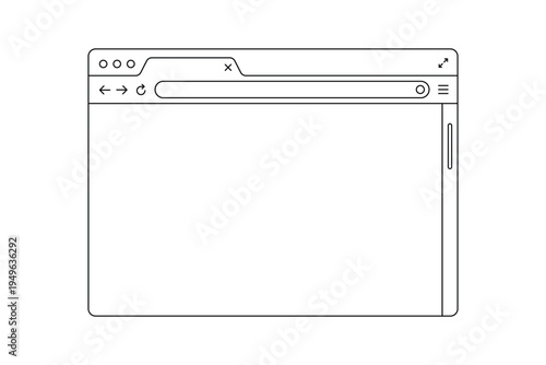 Web browser window outline illustration with tab, address bar, and scroll bar interface